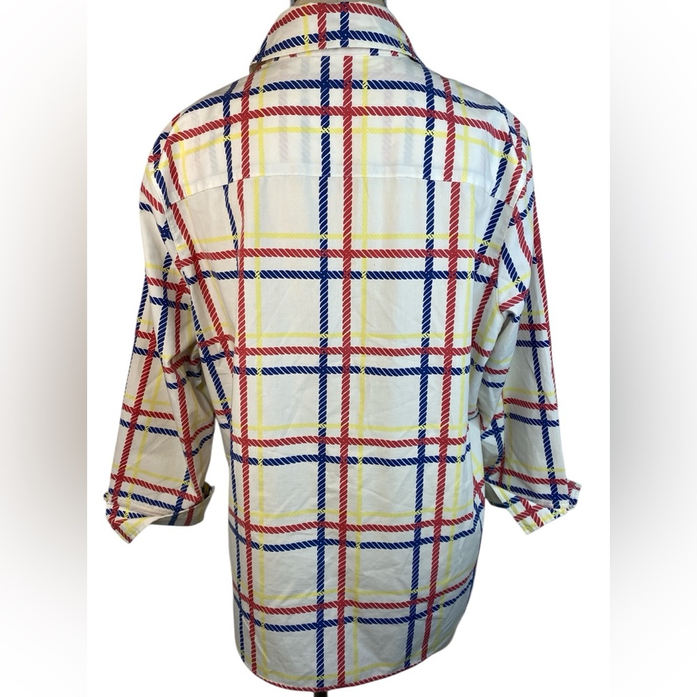 Foxcroft Shaped Multicolor Plaid Button-Down Shir… - image 2